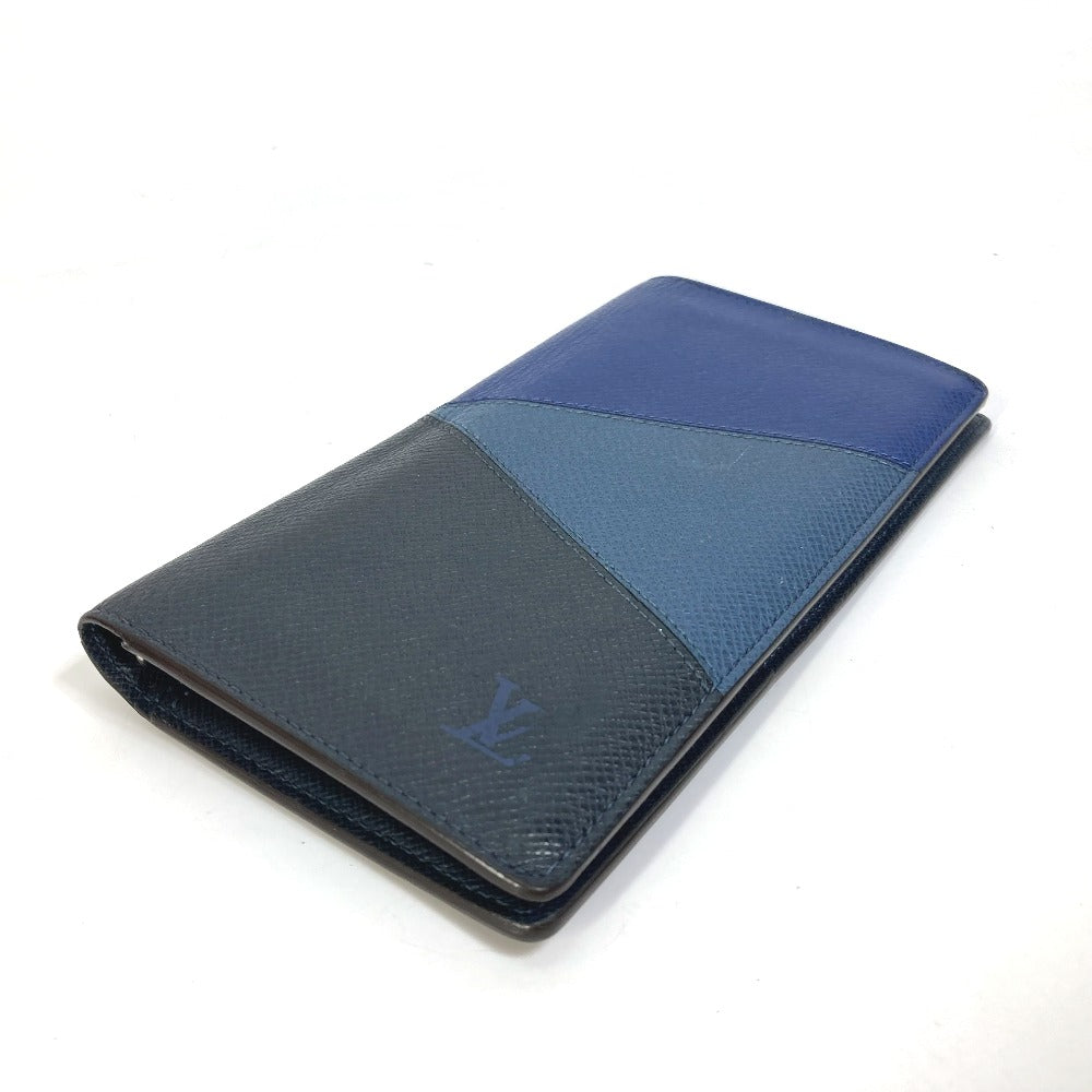 LOUIS VUITTON Long Wallet Purse M30713 Taiga Leather Navy Taiga V Portefeuille Blaza NM