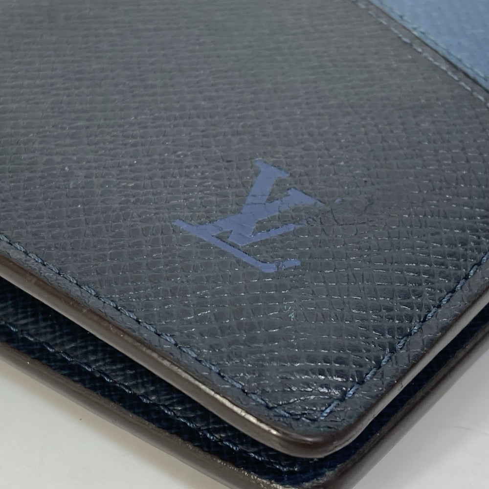 LOUIS VUITTON Long Wallet Purse M30713 Taiga Leather Navy Taiga V Portefeuille Blaza NM