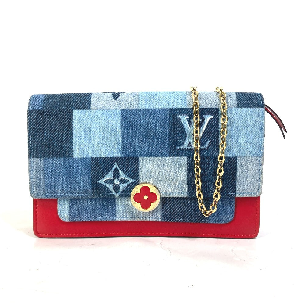 LOUIS VUITTON Shoulder Bag M69036 Monogram denim blue Chain Wallet Long Wallet Purse Monogram denim Portefeuille Flor Women Used Authentic