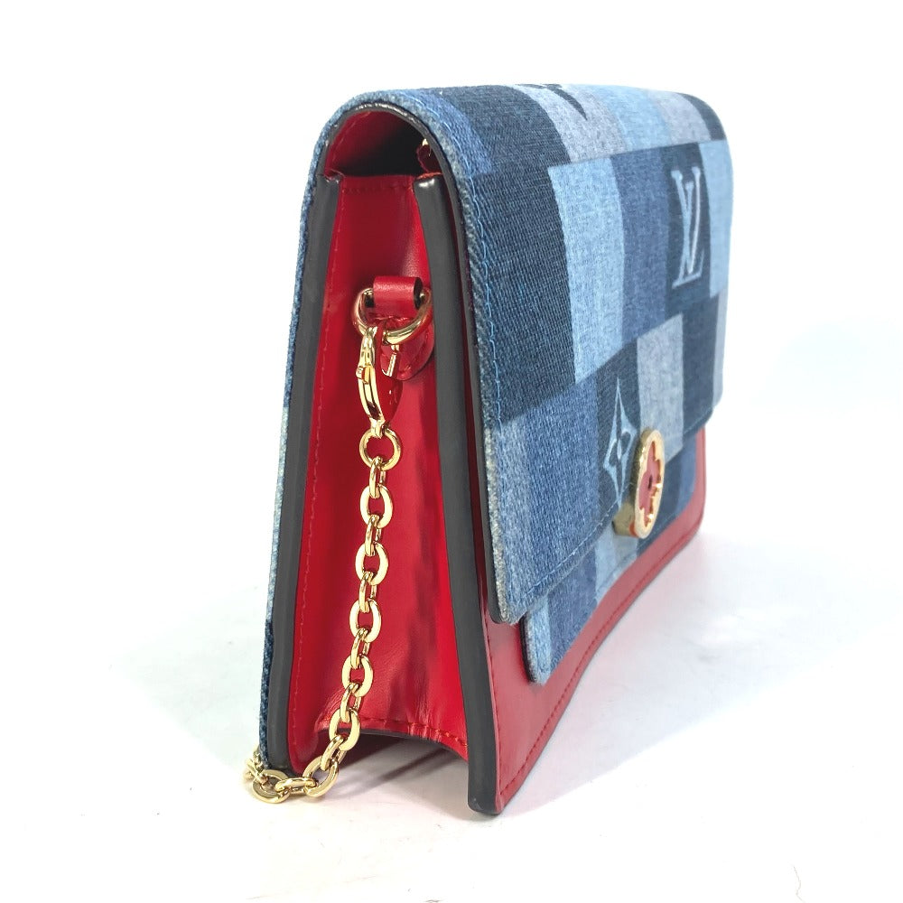 LOUIS VUITTON Shoulder Bag M69036 Monogram denim blue Chain Wallet Long Wallet Purse Monogram denim Portefeuille Flor Women Used Authentic