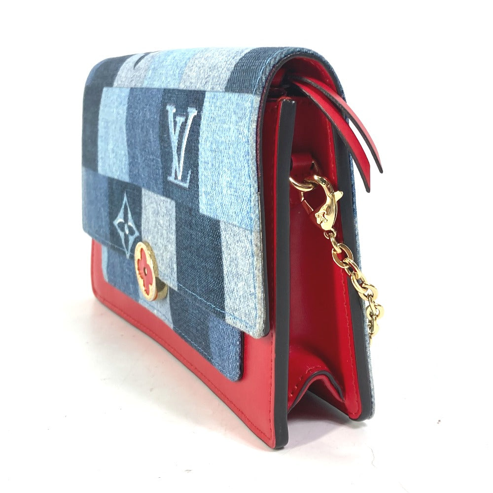 LOUIS VUITTON Shoulder Bag M69036 Monogram denim blue Chain Wallet Long Wallet Purse Monogram denim Portefeuille Flor Women Used Authentic