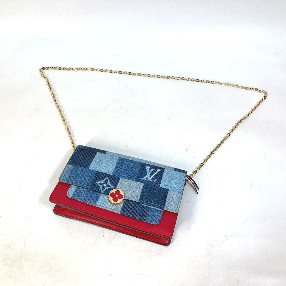 LOUIS VUITTON Shoulder Bag M69036 Monogram denim blue Chain Wallet Long Wallet Purse Monogram denim Portefeuille Flor Women Used Authentic