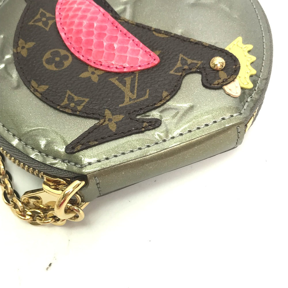 LOUIS VUITTON Coin case M91387 Monogram Vernis Silver Monogram Vernis portomone cock Women Used Authentic