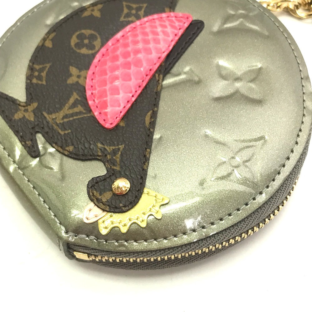 LOUIS VUITTON Coin case M91387 Monogram Vernis Silver Monogram Vernis portomone cock Women Used Authentic