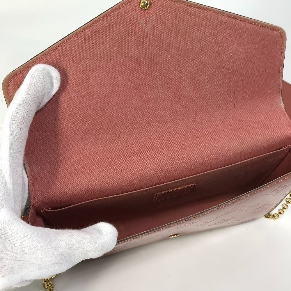 LOUIS VUITTON Shoulder Bag M62767 Patent leather pink Monogram Vernis Pochette Felice Women Used Authentic