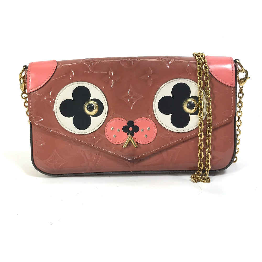 LOUIS VUITTON Shoulder Bag M62767 Patent leather pink Monogram Vernis Pochette Felice Women Used Authentic