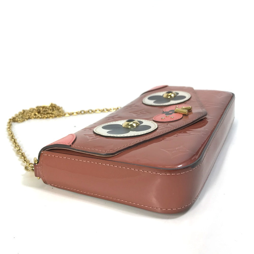LOUIS VUITTON Shoulder Bag M62767 Patent leather pink Monogram Vernis Pochette Felice Women Used Authentic