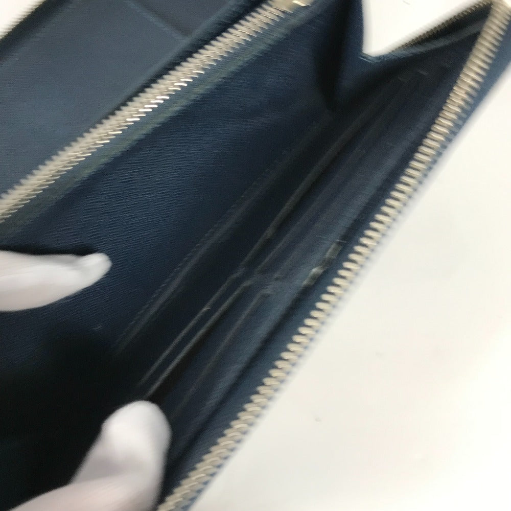 LOUIS VUITTON Long Wallet Purse M30515 Taiga Leather blue Taiga Zippy Organizer