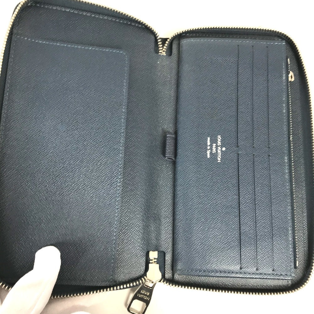LOUIS VUITTON Long Wallet Purse M30515 Taiga Leather blue Taiga Zippy Organizer