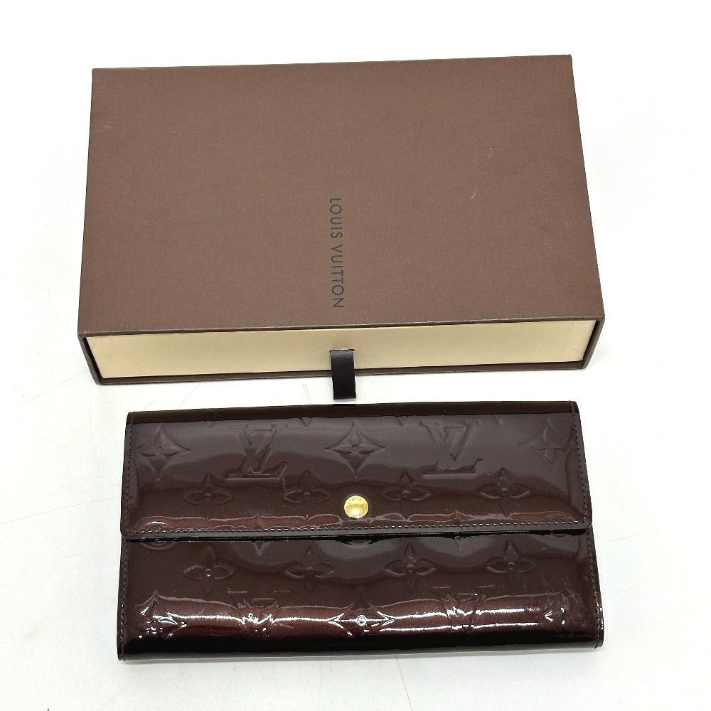 LOUIS VUITTON Long Wallet Purse M90152 Monogram Vernis Brown Portefeuille Sara