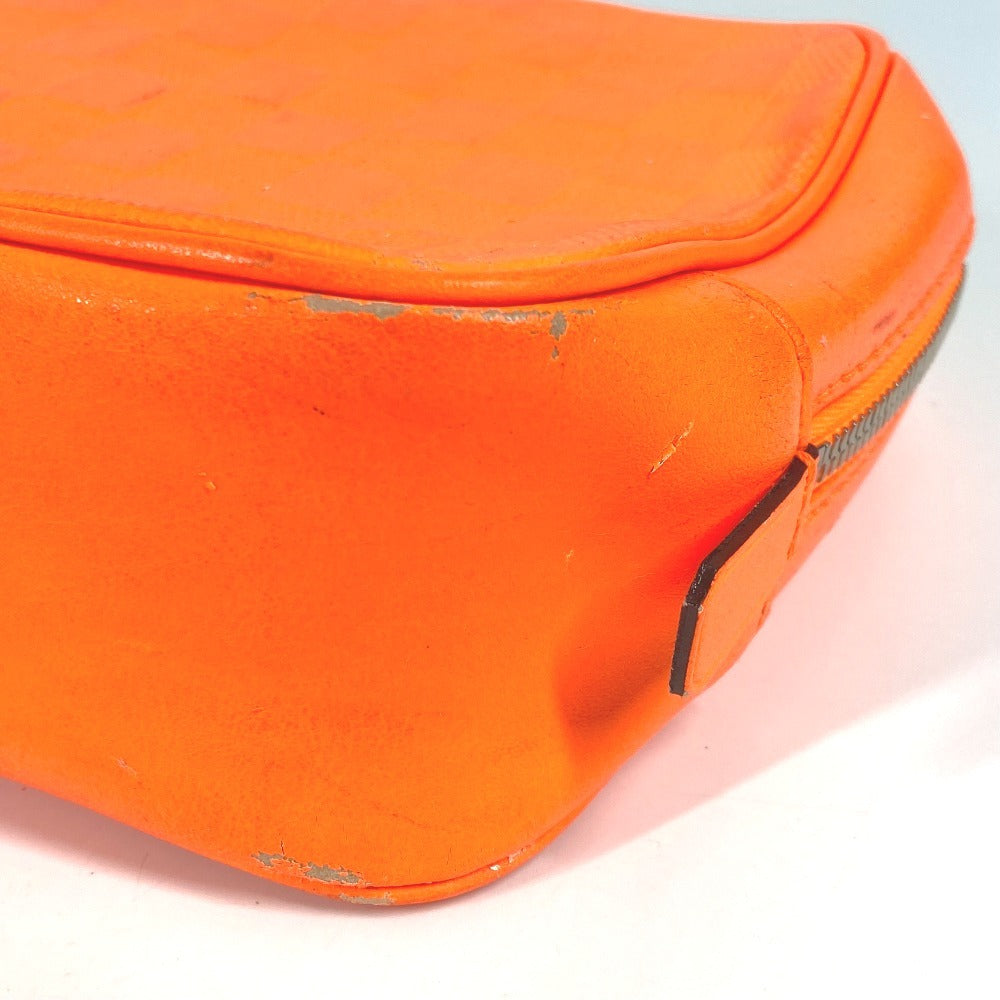 LOUIS VUITTON Pouch N23348 Damier Anfini Leather Orange Damier Anfini Truth Cracking T