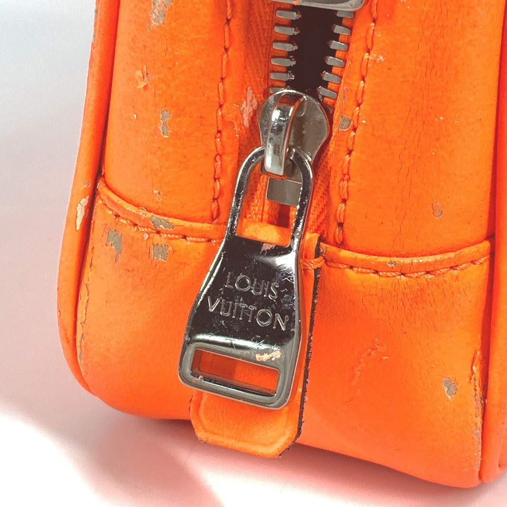 LOUIS VUITTON Pouch N23348 Damier Anfini Leather Orange Damier Anfini Truth Cracking T