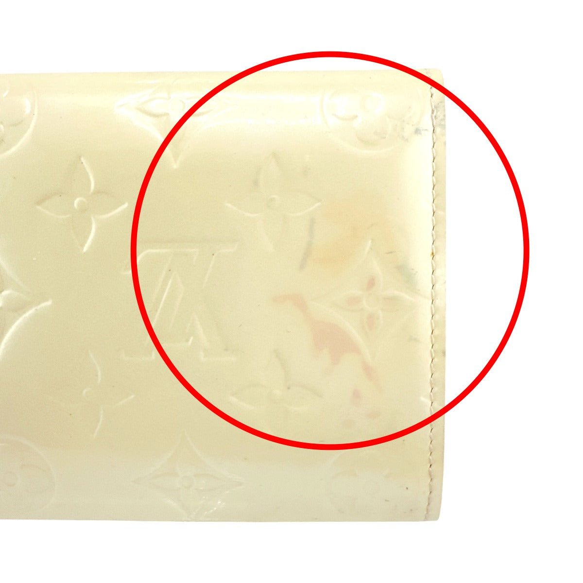 LOUIS VUITTON Long Wallet Purse M91382 Monogram Vernis Cream white Vernis Pochette Portomonnaie Credit Perle
