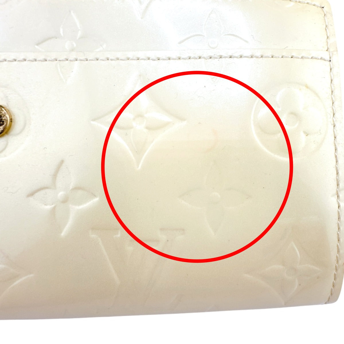 LOUIS VUITTON Long Wallet Purse M91382 Monogram Vernis Cream white Vernis Pochette Portomonnaie Credit Perle