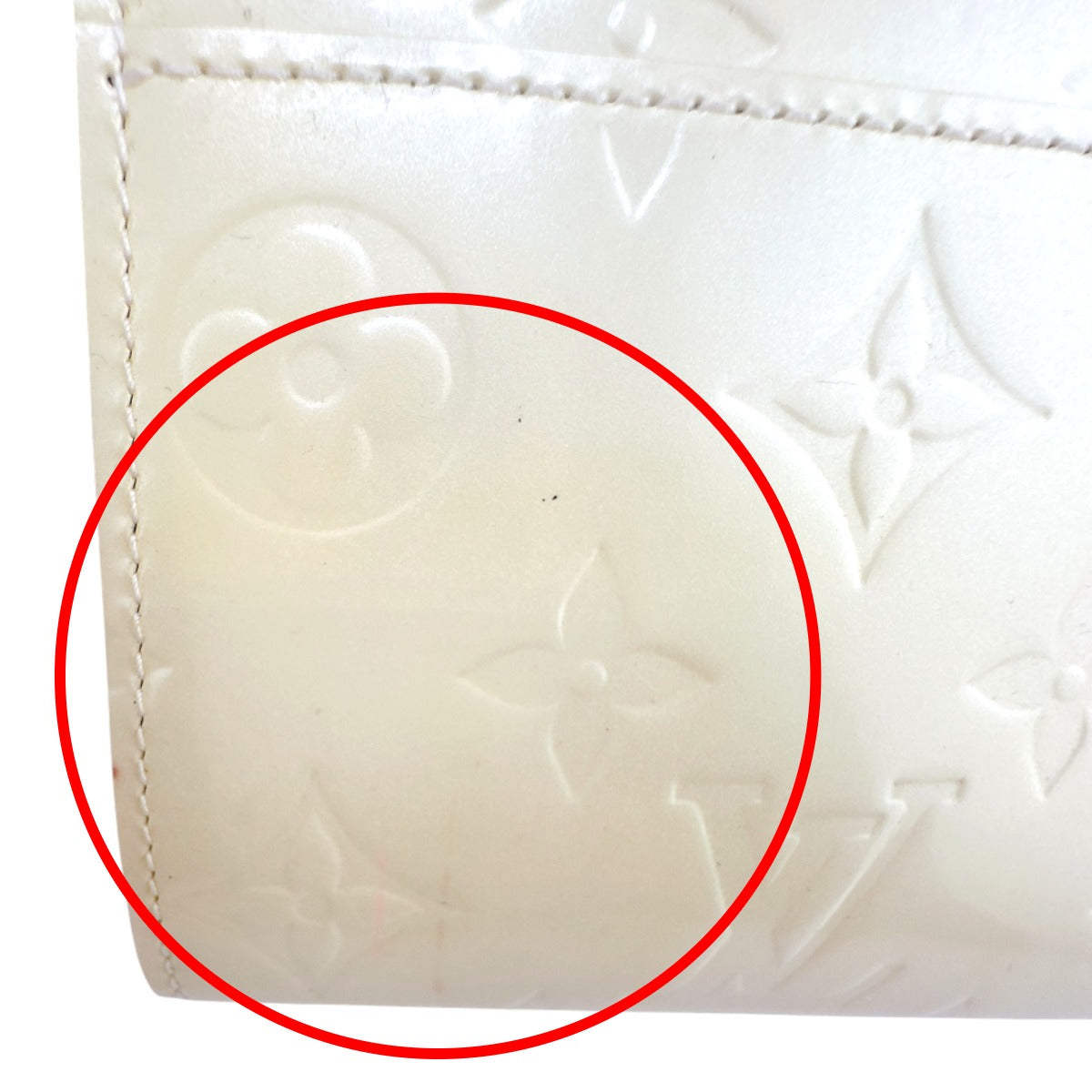 LOUIS VUITTON Long Wallet Purse M91382 Monogram Vernis Cream white Vernis Pochette Portomonnaie Credit Perle