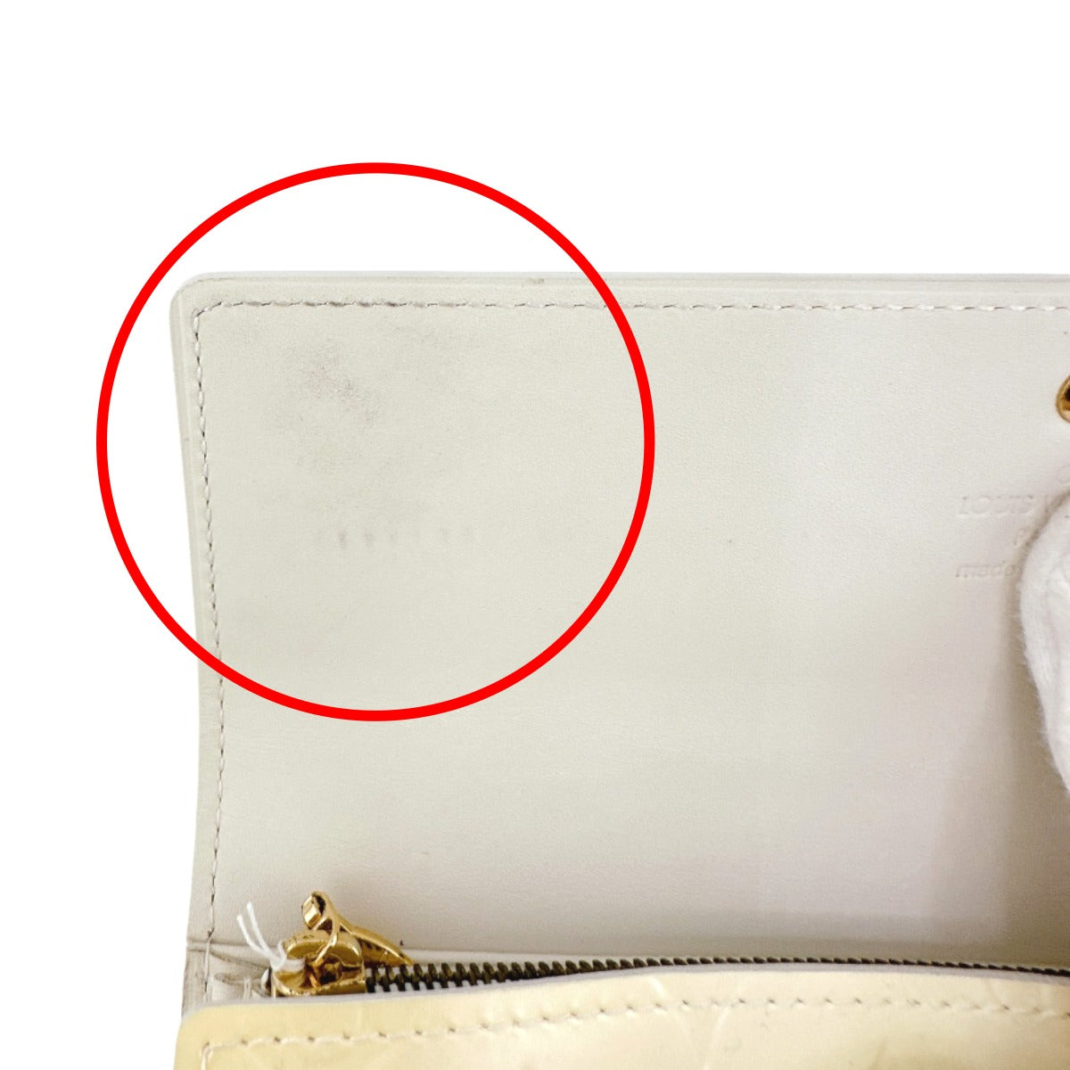 LOUIS VUITTON Long Wallet Purse M91382 Monogram Vernis Cream white Vernis Pochette Portomonnaie Credit Perle