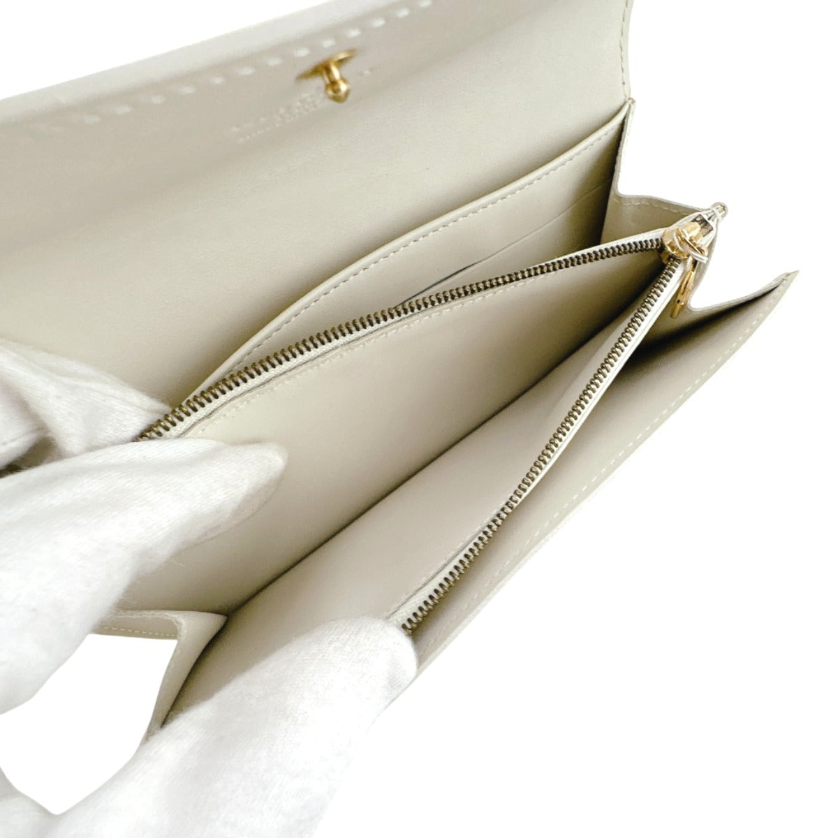 LOUIS VUITTON Long Wallet Purse M91382 Monogram Vernis Cream white Vernis Pochette Portomonnaie Credit Perle