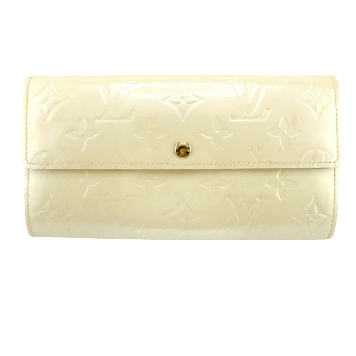 LOUIS VUITTON Long Wallet Purse M91382 Monogram Vernis Cream white Vernis Pochette Portomonnaie Credit Perle