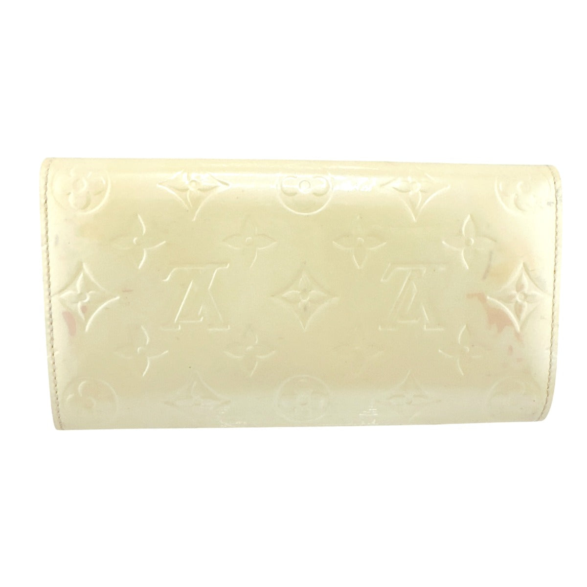 LOUIS VUITTON Long Wallet Purse M91382 Monogram Vernis Cream white Vernis Pochette Portomonnaie Credit Perle