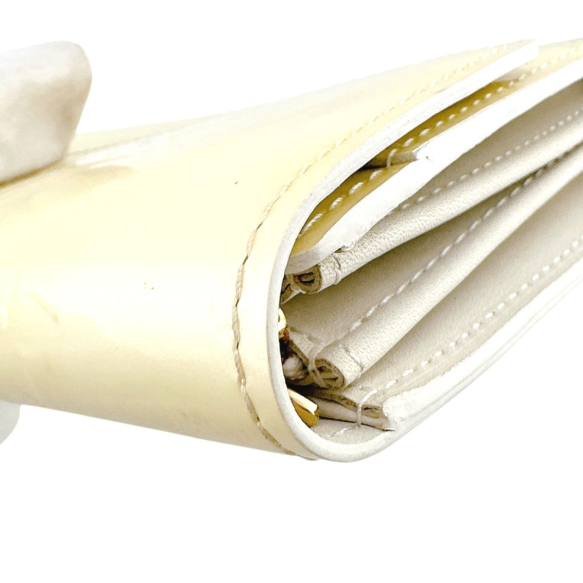LOUIS VUITTON Long Wallet Purse M91382 Monogram Vernis Cream white Vernis Pochette Portomonnaie Credit Perle