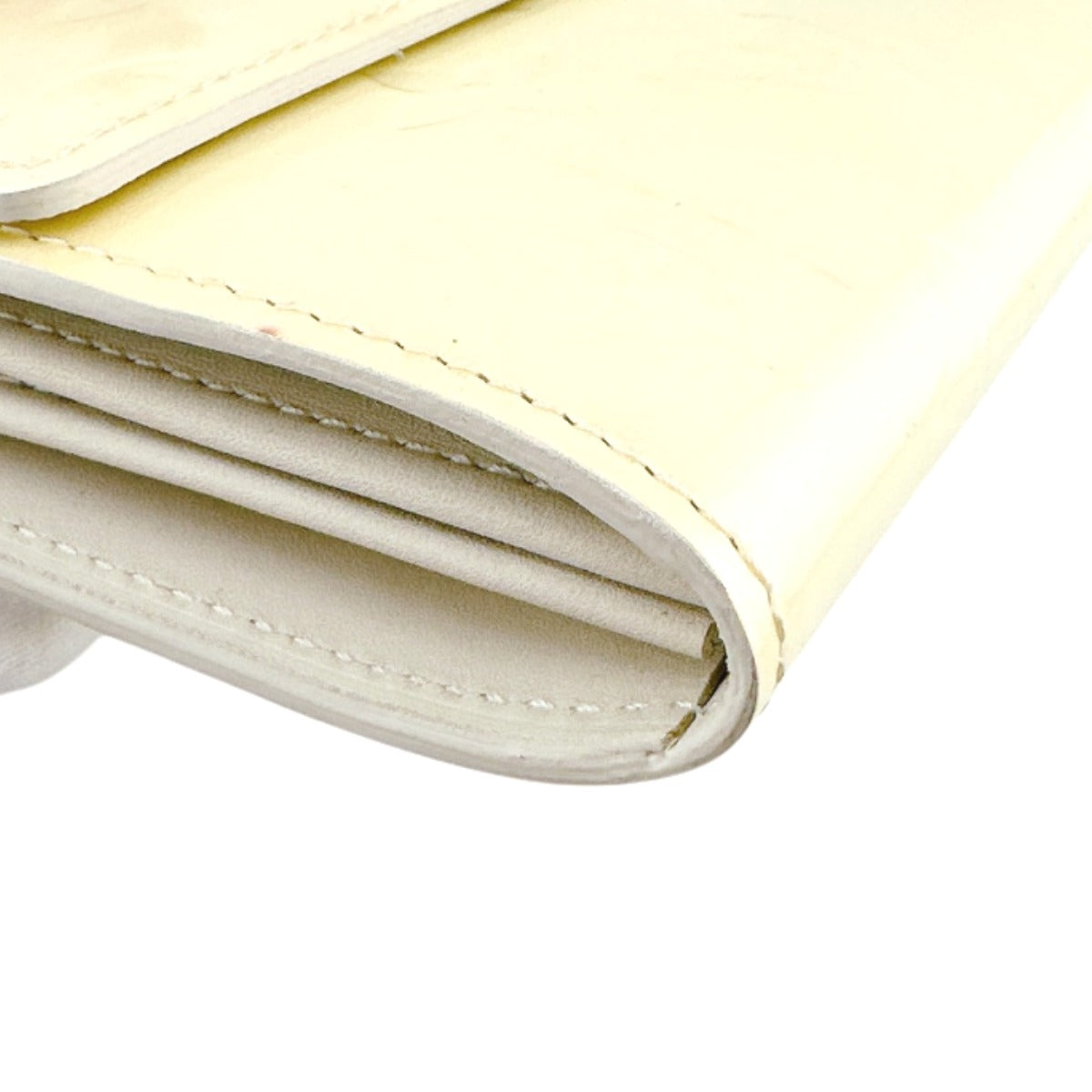 LOUIS VUITTON Long Wallet Purse M91382 Monogram Vernis Cream white Vernis Pochette Portomonnaie Credit Perle