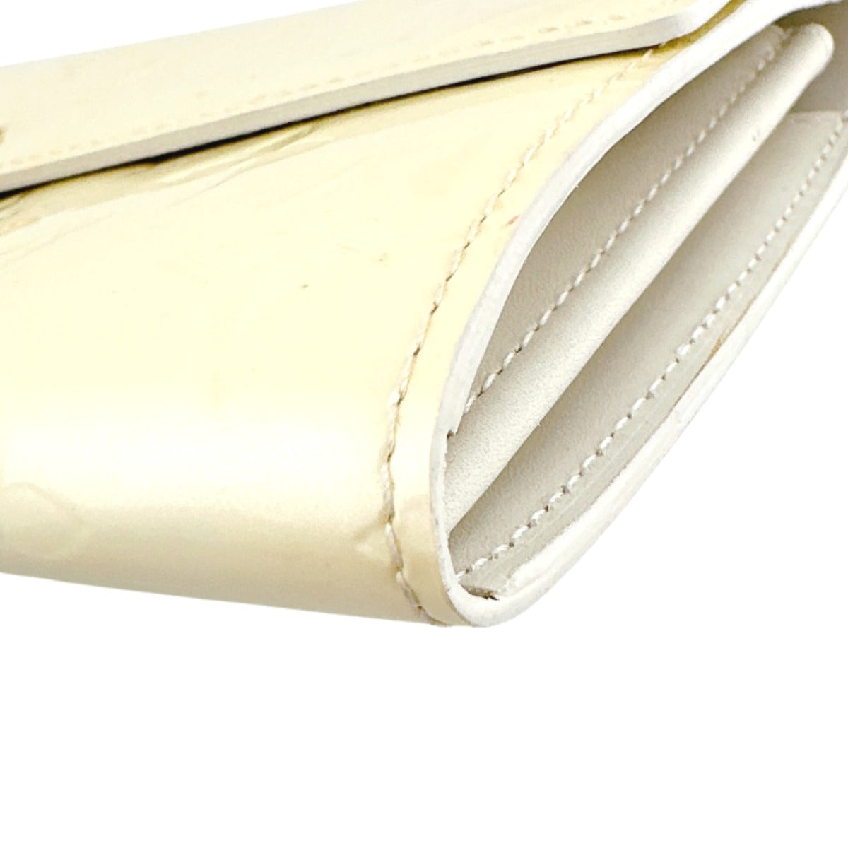LOUIS VUITTON Long Wallet Purse M91382 Monogram Vernis Cream white Vernis Pochette Portomonnaie Credit Perle