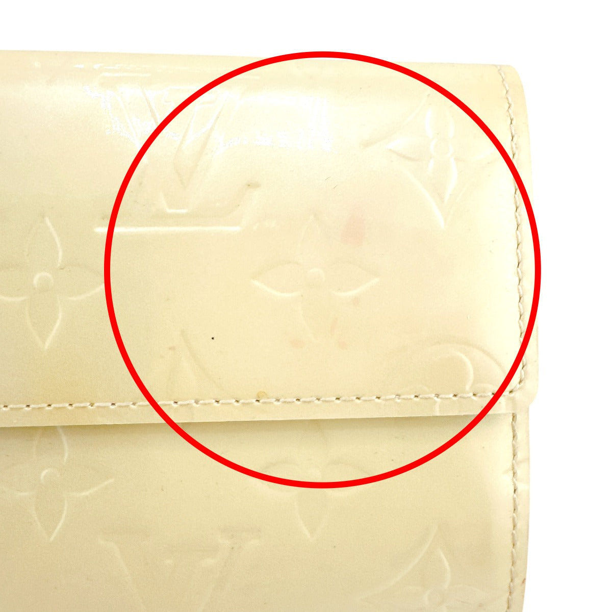 LOUIS VUITTON Long Wallet Purse M91382 Monogram Vernis Cream white Vernis Pochette Portomonnaie Credit Perle