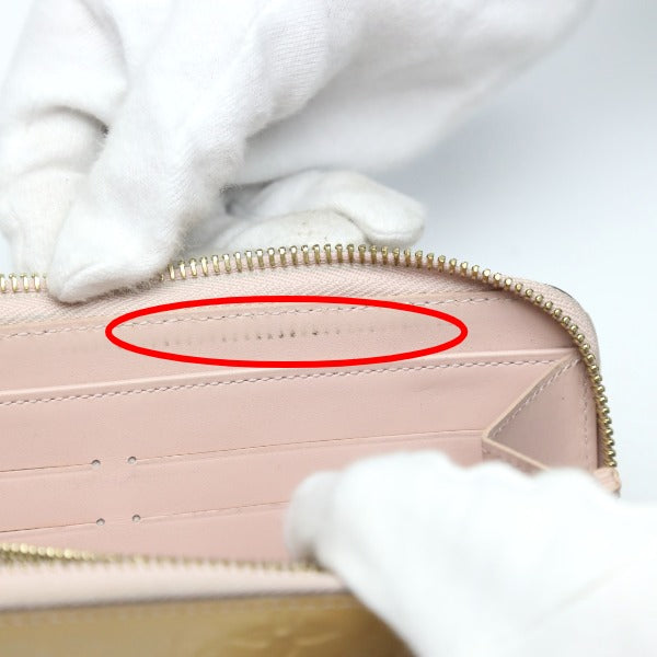 LOUIS VUITTON Long Wallet Purse M90076 Monogram Vernis Rose Angelique Vernis Zippy wallet