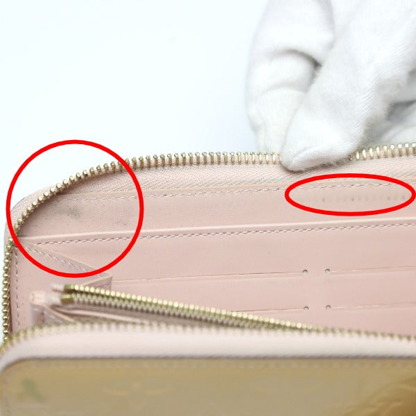 LOUIS VUITTON Long Wallet Purse M90076 Monogram Vernis Rose Angelique Vernis Zippy wallet
