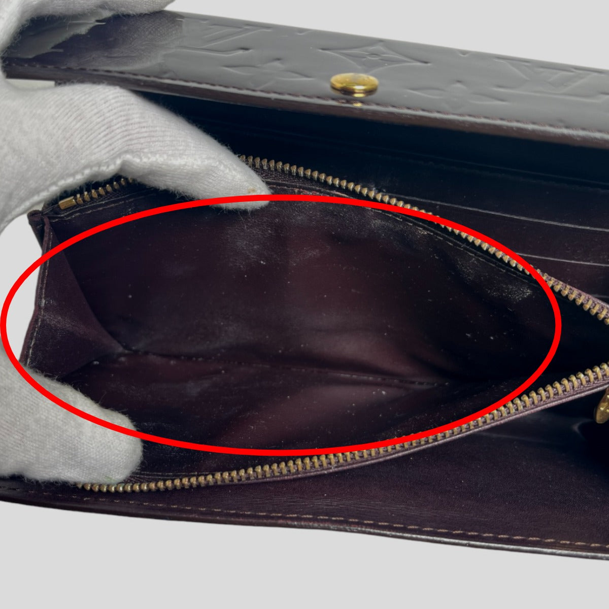 LOUIS VUITTON Long Wallet Purse M93524 Monogram Vernis Amarrant Vernis With 2-fold zipper