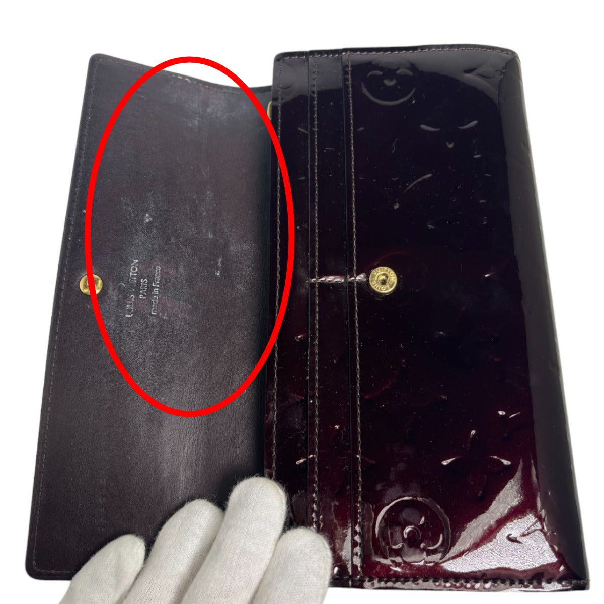 LOUIS VUITTON Long Wallet Purse M93524 Monogram Vernis Amarrant Vernis With 2-fold zipper