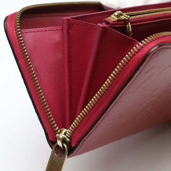 LOUIS VUITTON Long Wallet Purse M61379 Monogram Vernis Magenta Vernis Zippy wallet