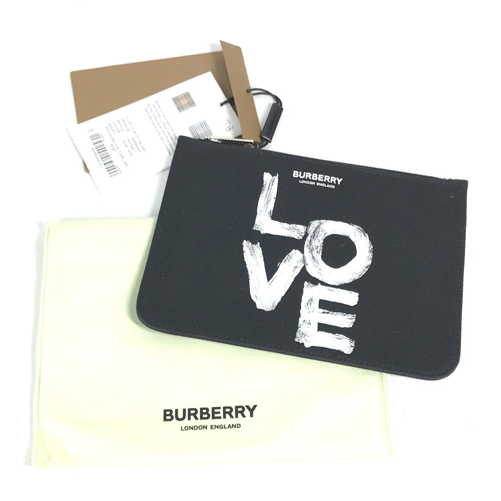 BURBERRY Pouch 8037549 canvas black logo LOVE
