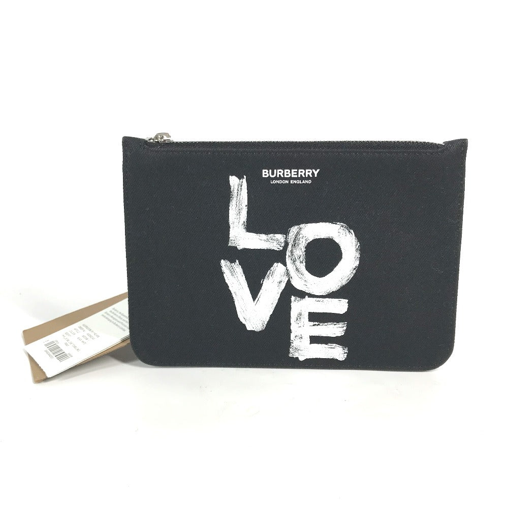 BURBERRY Pouch 8037549 canvas black logo LOVE