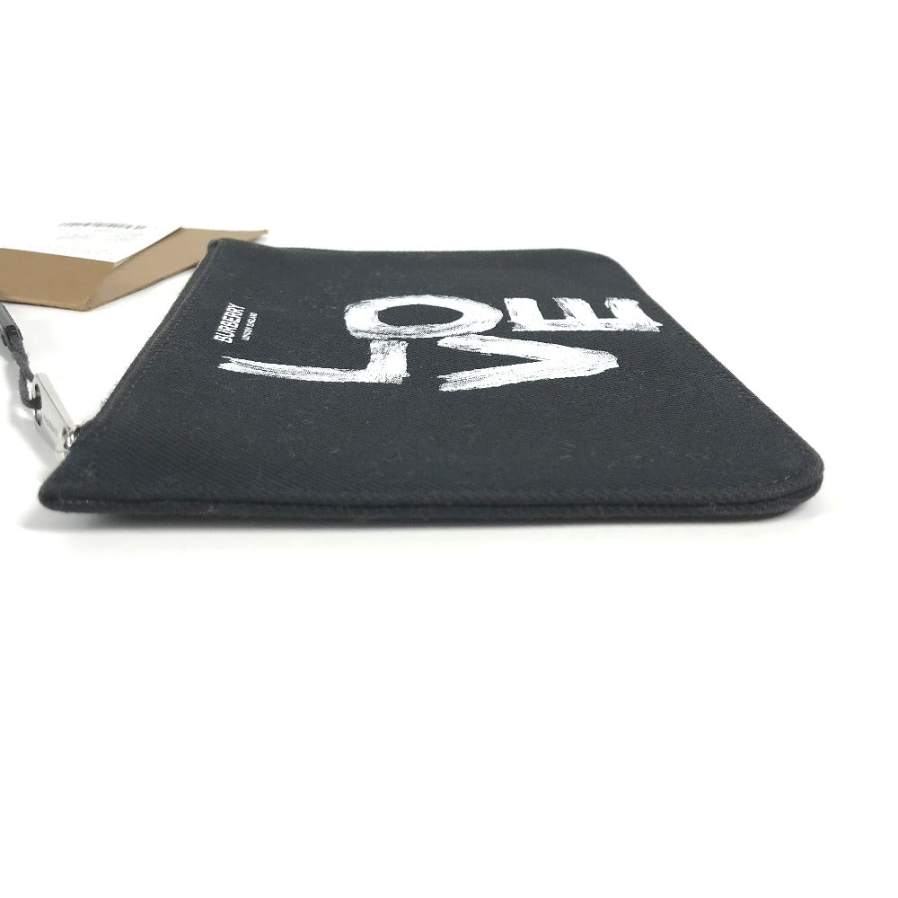 BURBERRY Pouch 8037549 canvas black logo LOVE