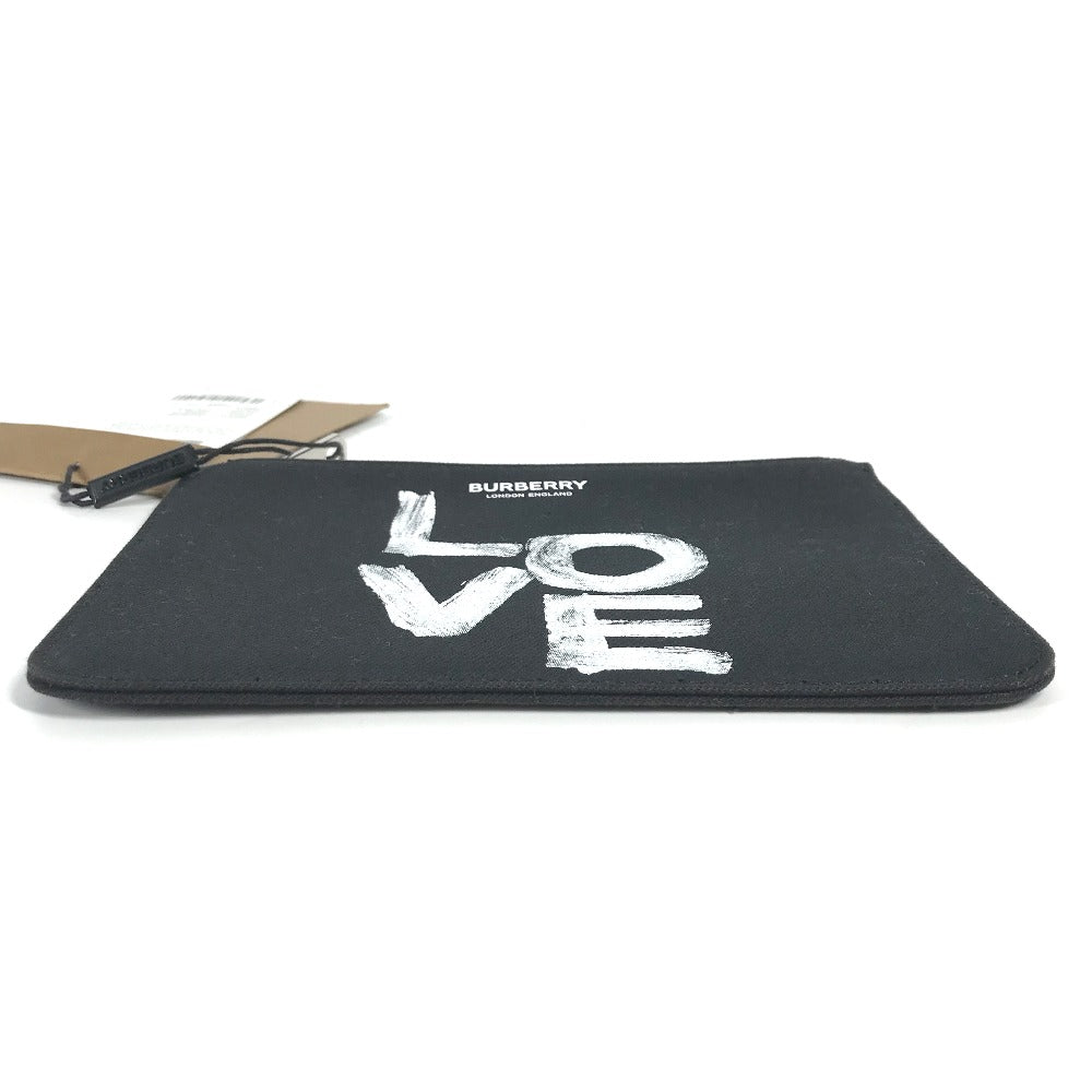 BURBERRY Pouch 8037549 canvas black logo LOVE