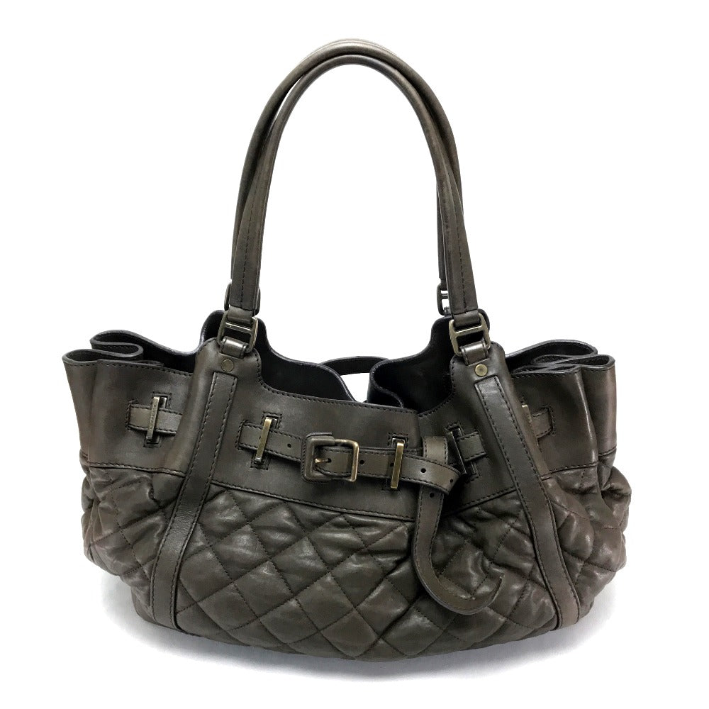 BURBERRY Tote Bag Lamb leather Brown Men's Women Quilted Leather