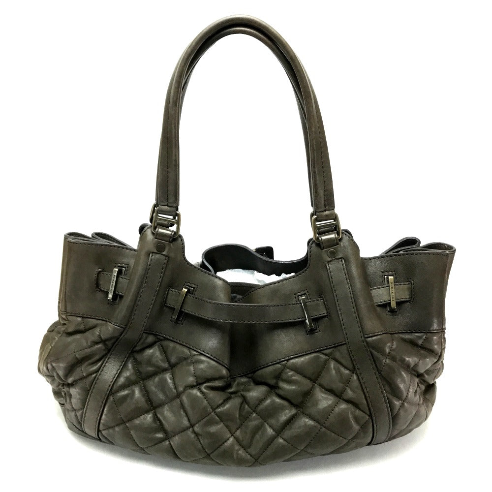 BURBERRY Tote Bag Lamb leather Brown Men's Women Quilted Leather