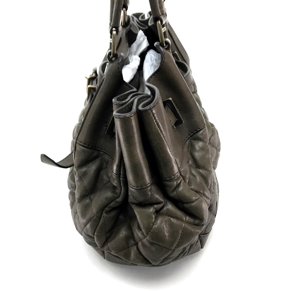 BURBERRY Tote Bag Lamb leather Brown Men's Women Quilted Leather