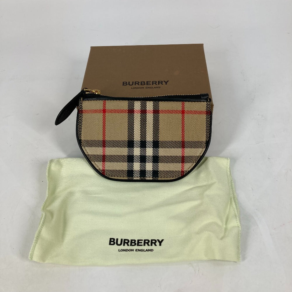 BURBERRY Coin case 8045031 Leather / canvas beige Coin Pocket Wallet Olympia