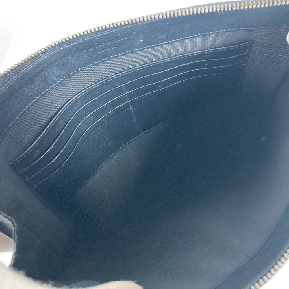 BURBERRY Clutch bag leather black TB logo
