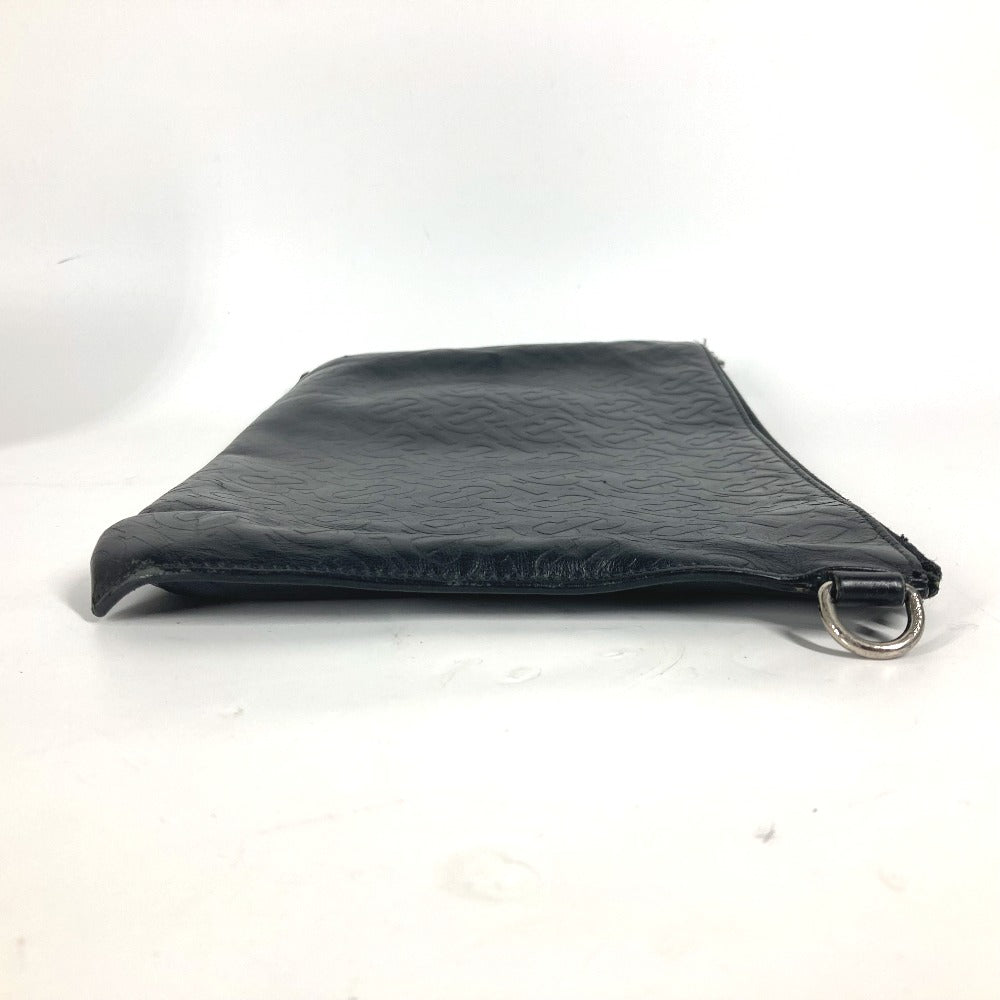 BURBERRY Clutch bag leather black TB logo