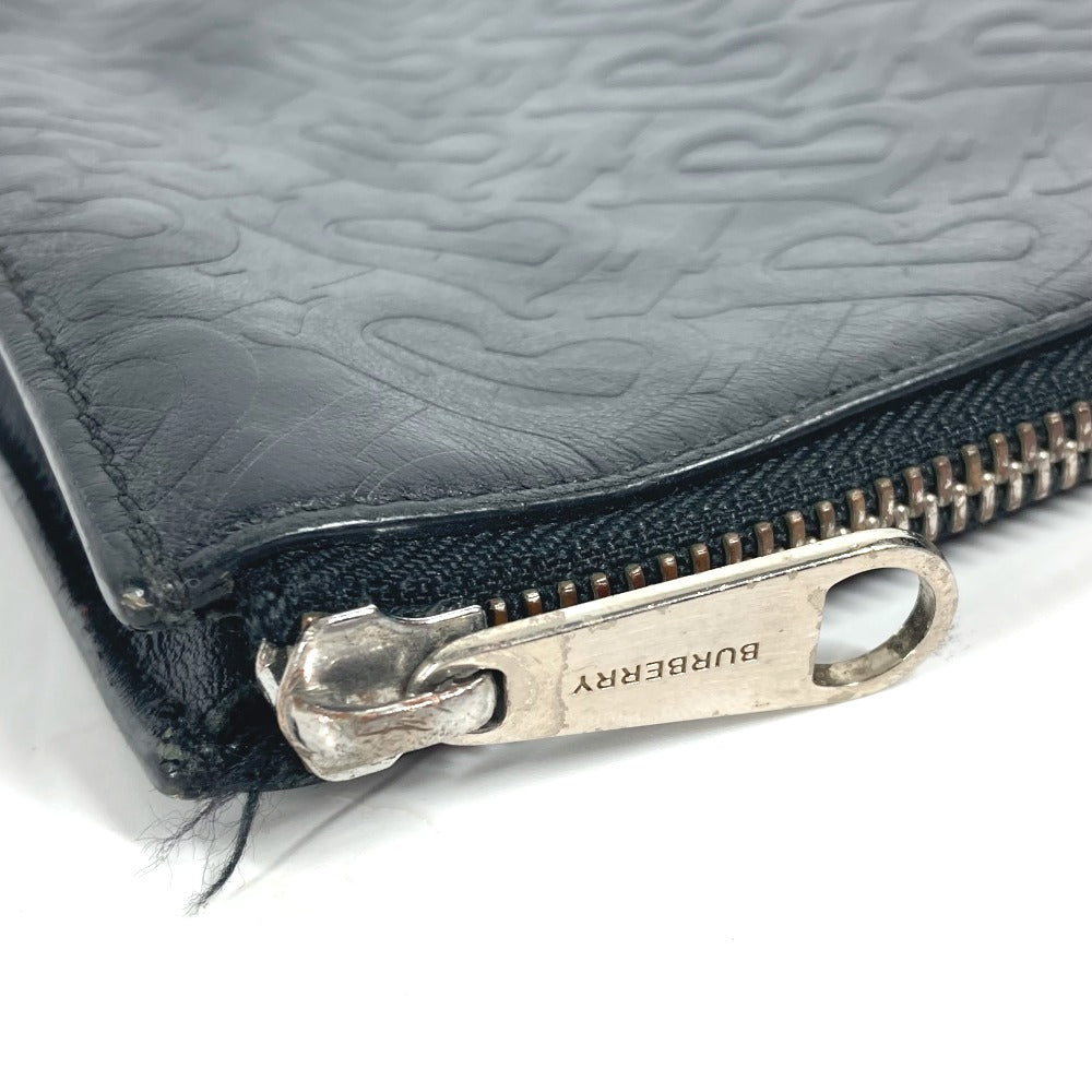 BURBERRY Clutch bag leather black TB logo