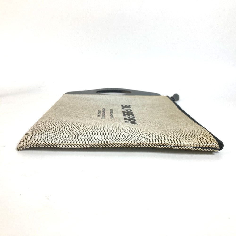 BURBERRY Clutch bag Leather / canvas gray logo