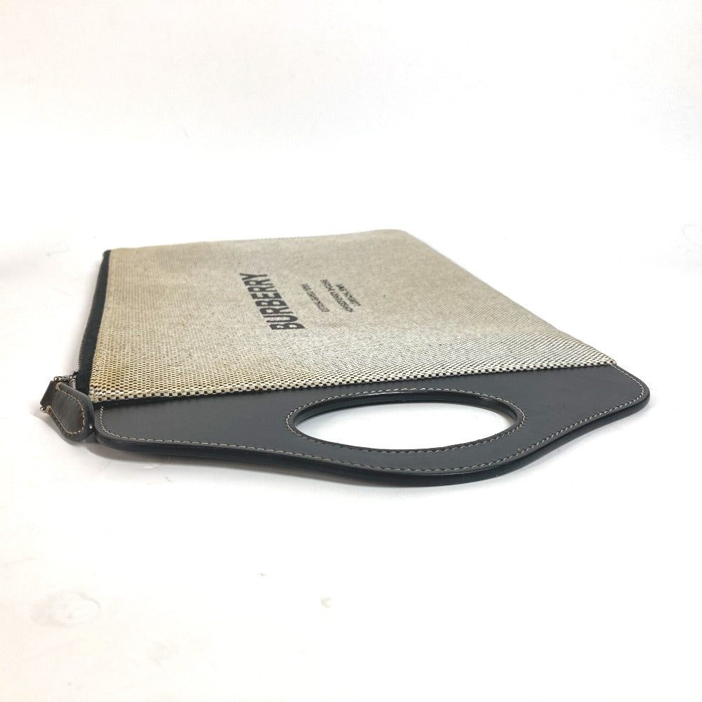 BURBERRY Clutch bag Leather / canvas gray logo