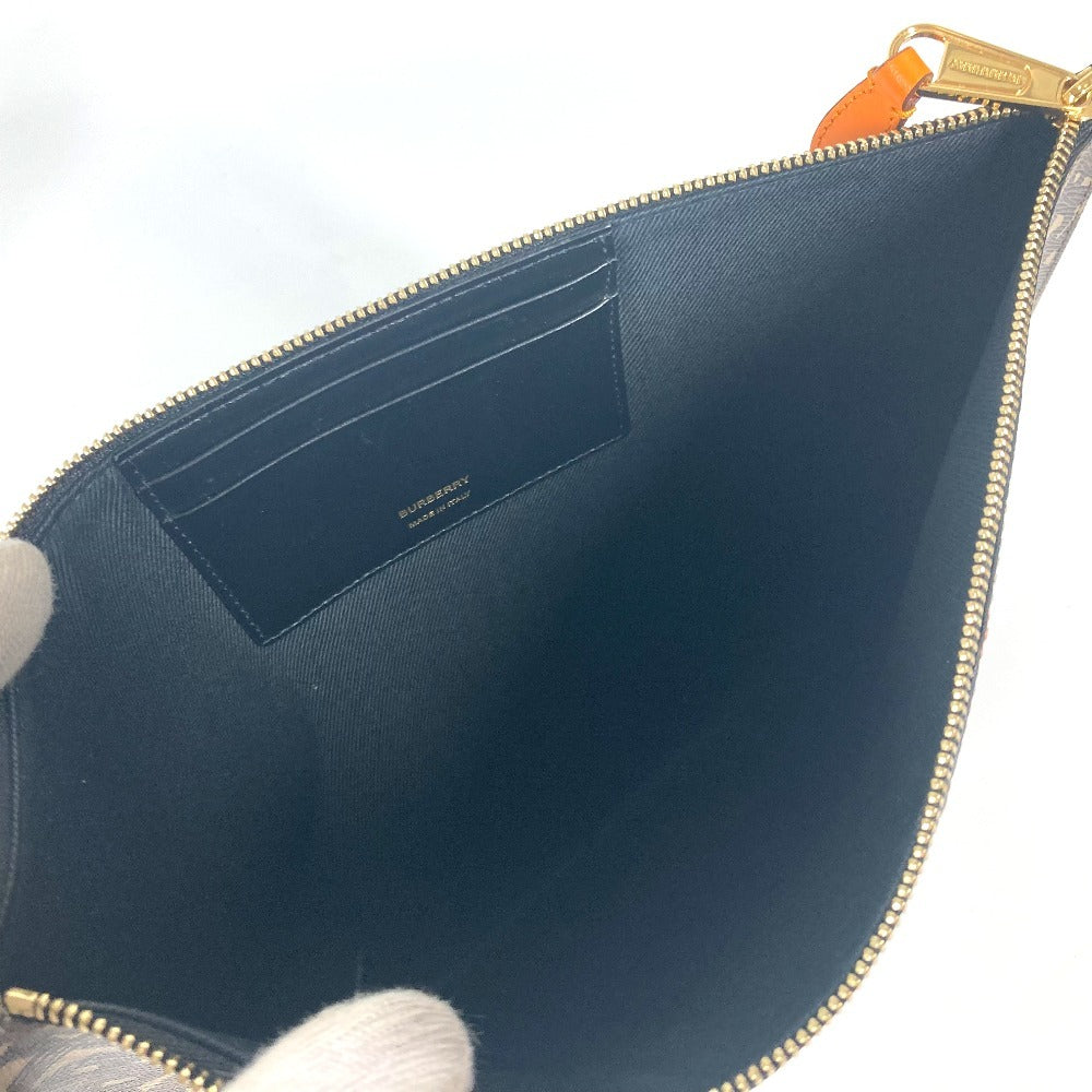 BURBERRY Clutch bag leather Brown TB logo