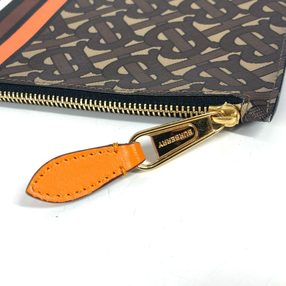 BURBERRY Clutch bag leather Brown TB logo