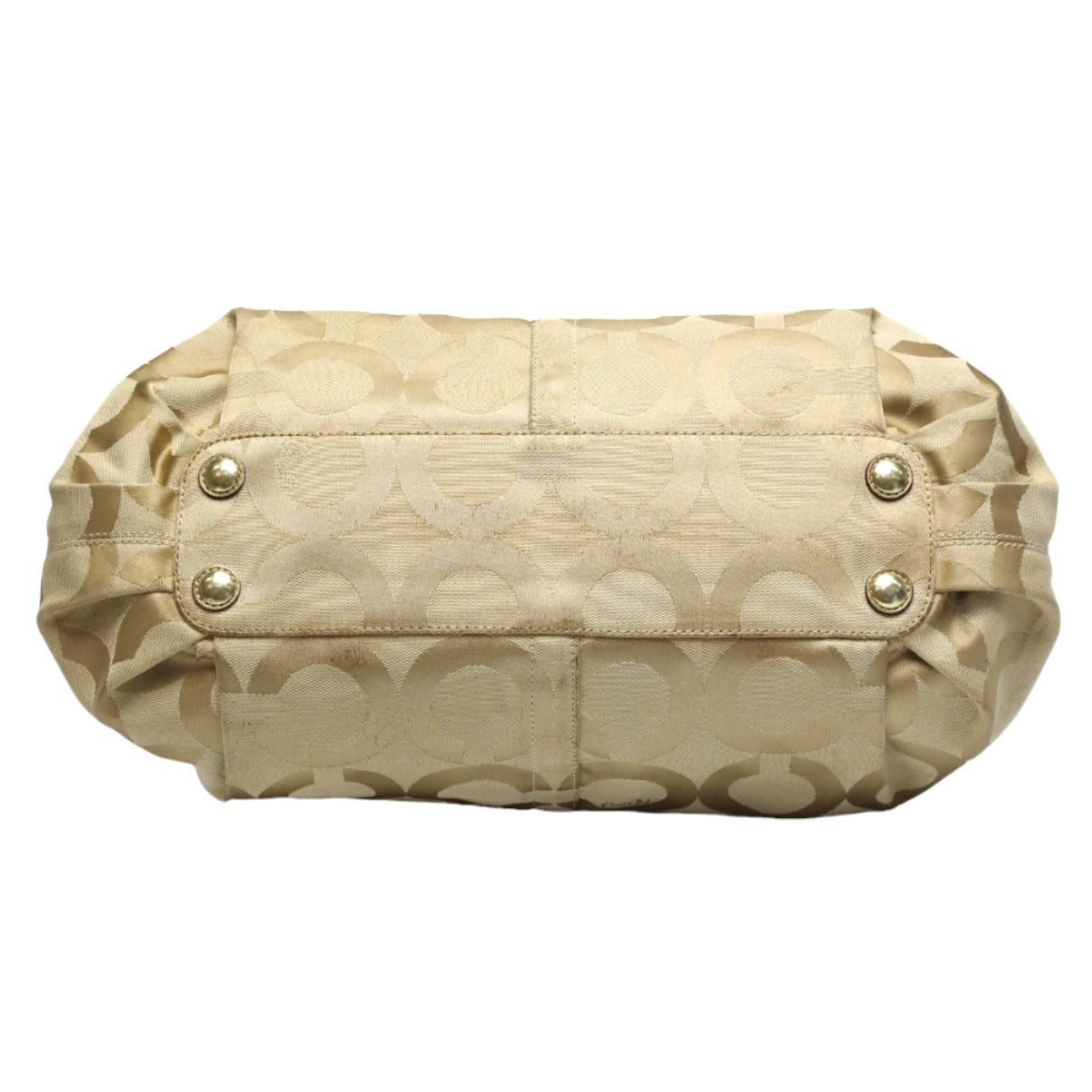 COACH Shoulder Bag 13880 Canvas / Leather beige x metallic Op art canvas Women Used Authentic