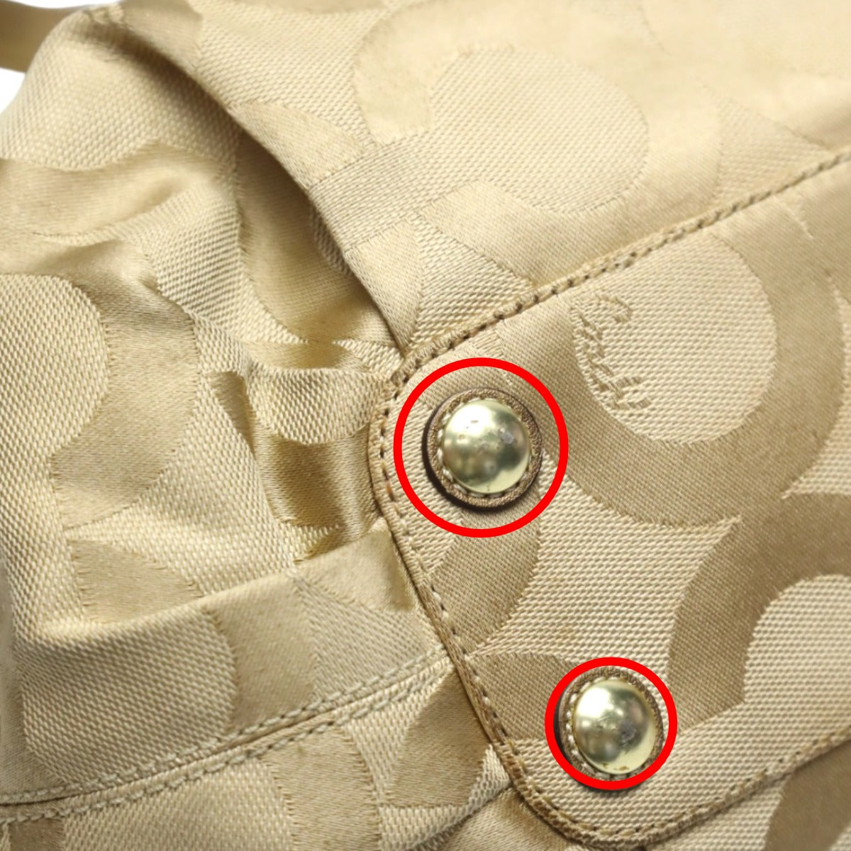 COACH Shoulder Bag 13880 Canvas / Leather beige x metallic Op art canvas Women Used Authentic