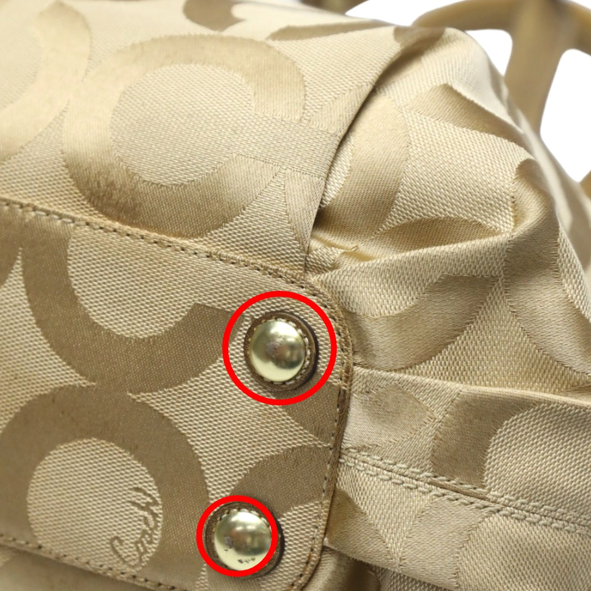 COACH Shoulder Bag 13880 Canvas / Leather beige x metallic Op art canvas Women Used Authentic